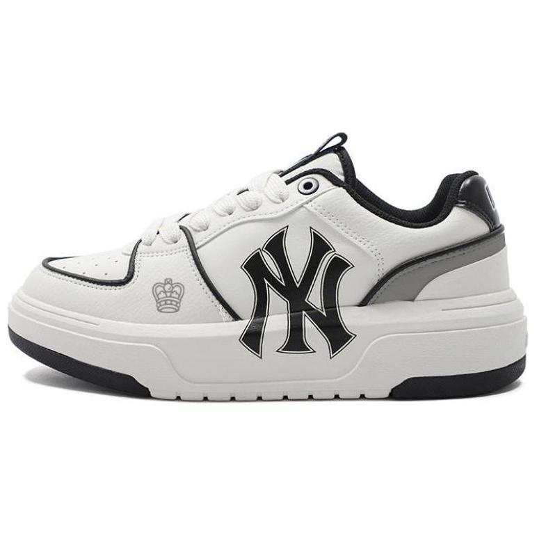 MLB Chunky Liner Non Slip And Waterproof Height Increasing Low top Skateboard Shoes Unisex Gray White