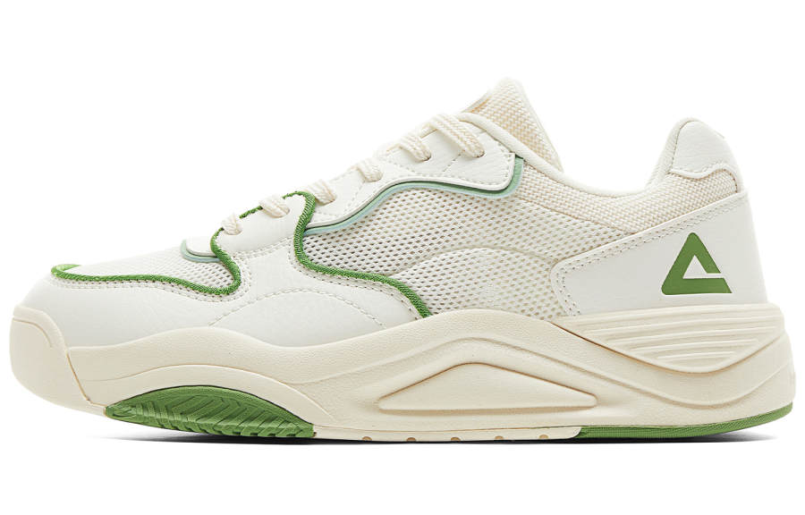 PEAK Coverage Lightweight And Breathable Low top Skateboard Shoes Women's Canvas White Green