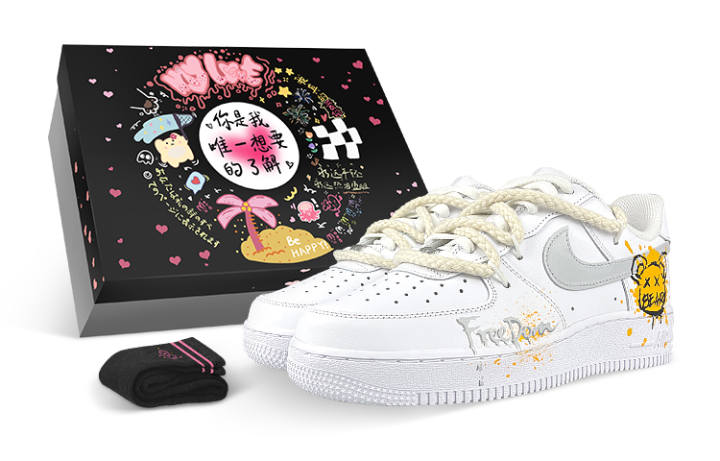 Nike Nike Air Force 1 Low top Skateboard Shoes GS White Yellow
