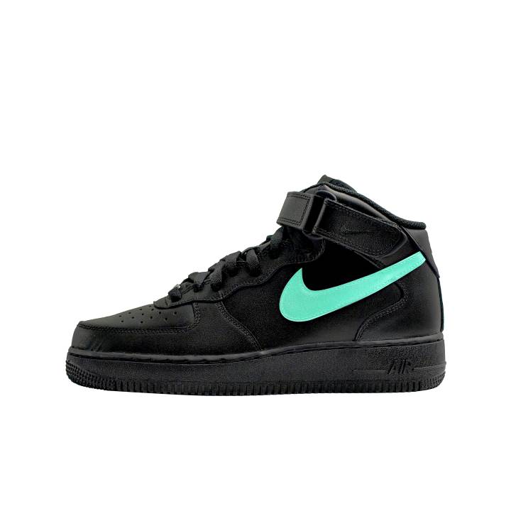 Nike Nike Air Force 1 Breathable Height Increasing Mid top Skateboard Shoes Unisex Black