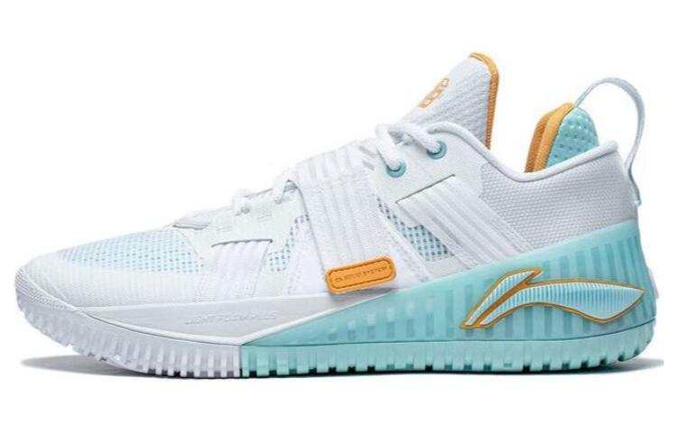 Li-Ning Li Ning Fury Flat Abrasion Resistant Low top Basketball Shoes Men's White Cyan