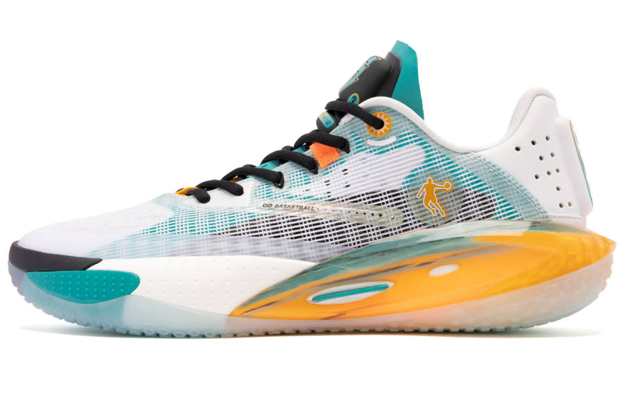 QIAODAN Thorn RISE Prototype Q KUNGFU PRO Slip Resistant Low top Basketball Shoes Men's Green Yellow