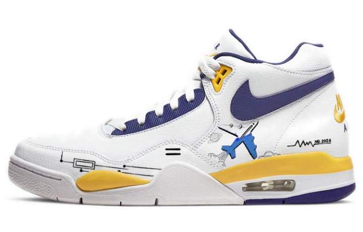 Nike Nike Flight Legacy Vintage Basketball Shoes Men's Mid Top White/Blue/Yellow