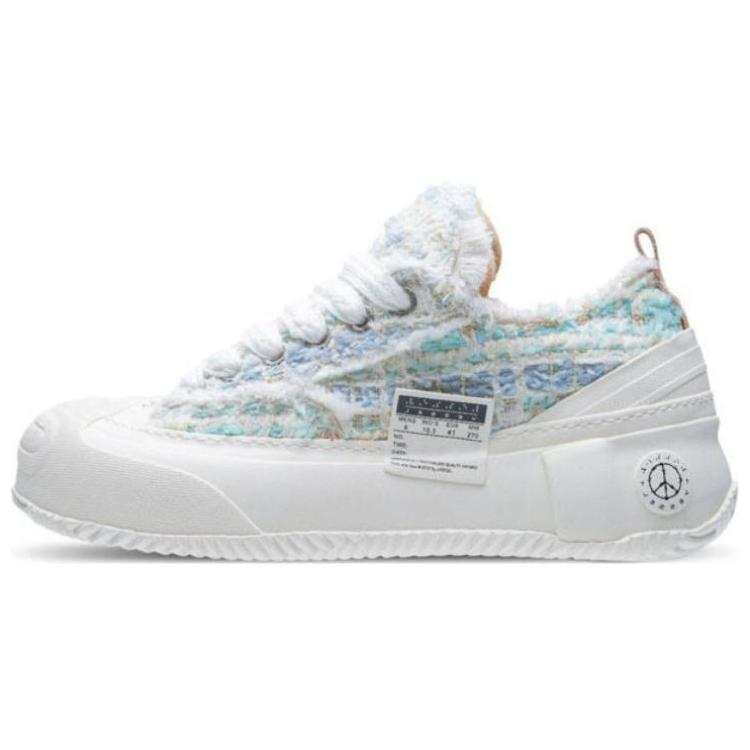 XVESSEL G.O.P. MARSHMALLOW Tweed Blue Cotton Candy Low top Canvas Shoes Unisex White Blue