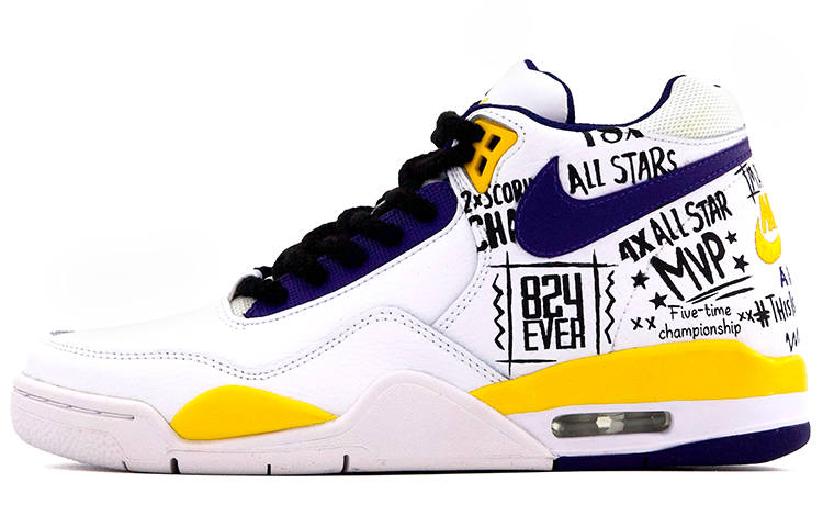 Nike Nike Flight Legacy Cushioning Anti-Slip And Wear-Resistant Mid-Top Vintage Basketball Shoes Men's White Yellow Blue