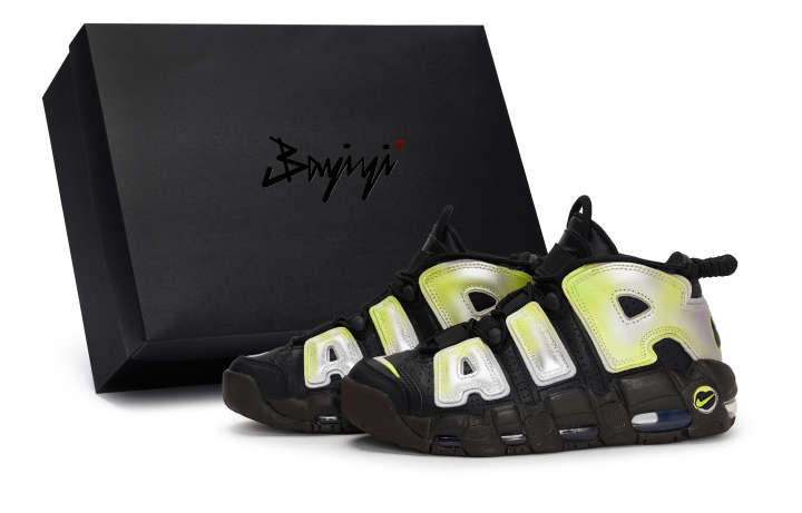 Nike Nike Air More Uptempo 811 Manufacturing, Dark Night Neon Yellow Green, Special Shoe Box Slip Resistant Slip Resistant