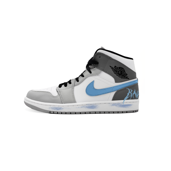 Jordan Jordan Air Jordan 1 Phantom Blue Synthetic Leather, Split Cow Leather, Leather Cushioning Mid top