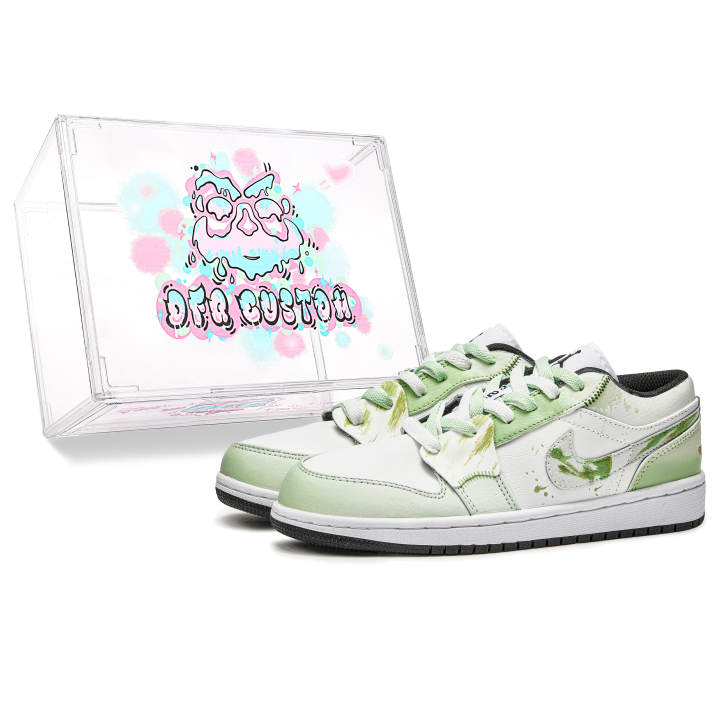 Jordan Jordan Air Jordan 1 Da Vinci Custom, Box, Willow Bank Cushioning Slip Resistant Abrasion Resistant