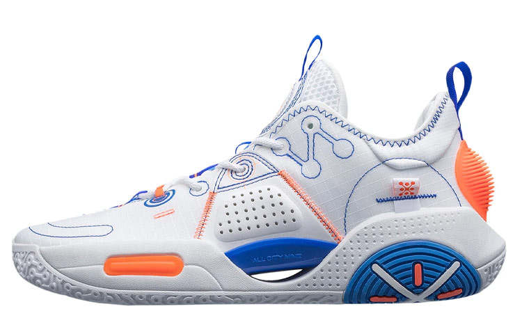 Li-Ning Li Ning All City 9 V1.5 Rebound Cushioning Low top Performance Basketball Shoes Men's White Blue Orange