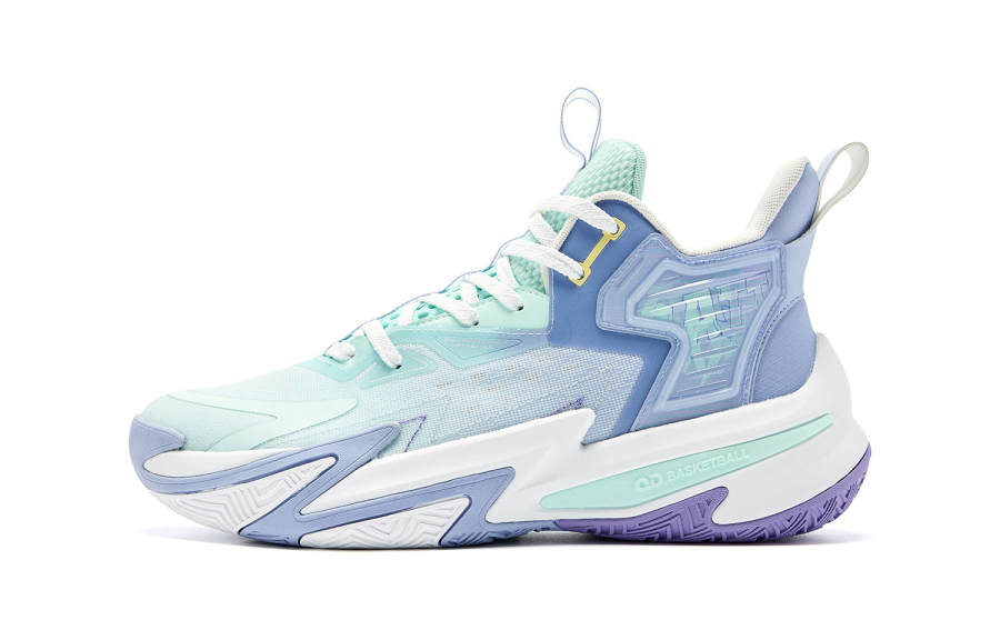 QIAODAN Broken Shadow 5 Low top Basketball Shoes Men's Cyan Purple
