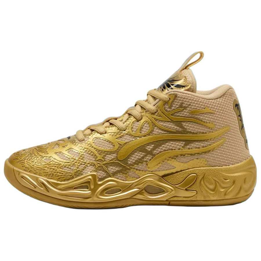 PUMA Slip Resistant Abrasion Resistant High top Basketball Shoes Men's Gold