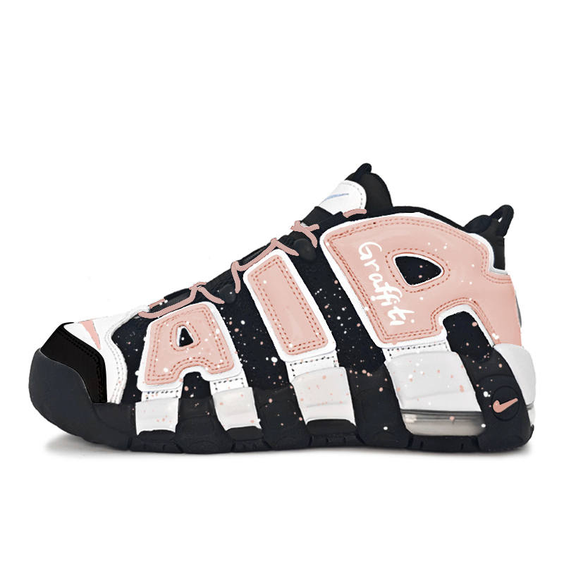 Nike Nike Air More Uptempo Night Cherry Honey Cushioning Mid top Vintage Basketball Shoes Women's Black Pink