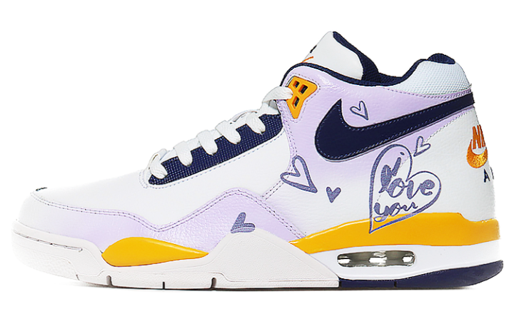 Nike Nike Flight Legacy Mid top Vintage Basketball Shoes Men's White Blue Yellow