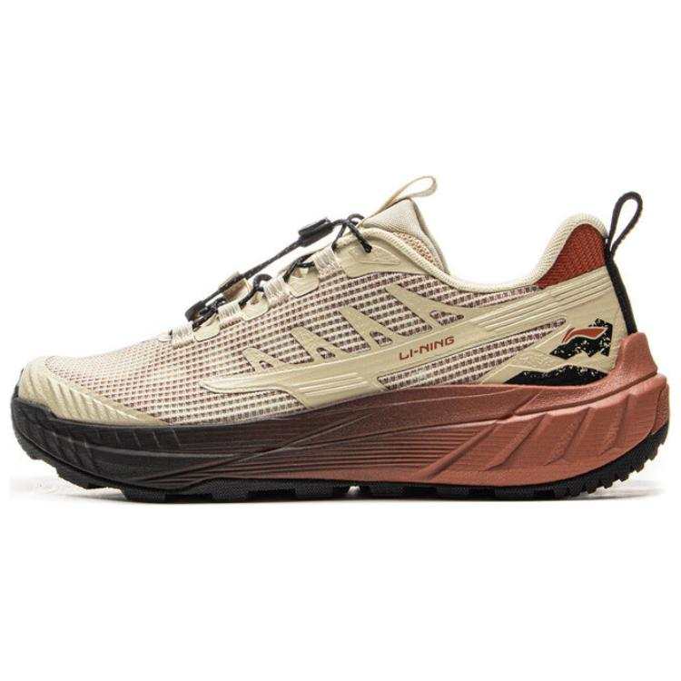 Li-Ning Li Ning Textile, Synthetic Leather Slip Resistant Abrasion Resistant Low top Hiking Shoes Men's Beige Brown