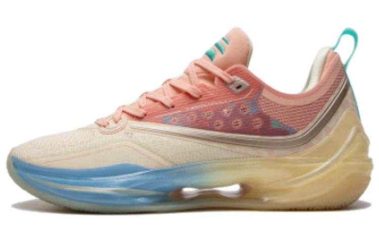 XTEP Yuwun 8 Cushioning Abrasion Resistant Lightweight Low top Basketball Shoes Men's Yellow Pink