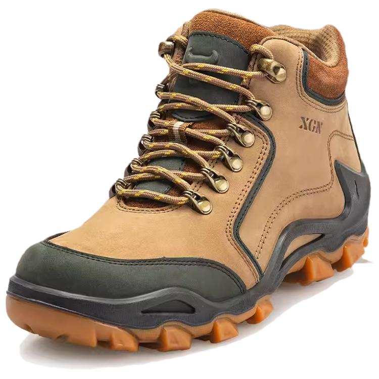 XGN Slip Resistant, Abrasion Resistant, Breathable High top Mountaineering Shoes Men's Khaki
