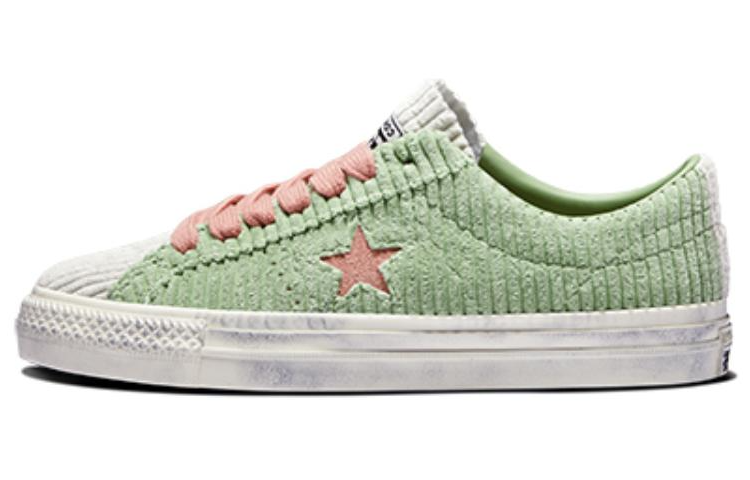 Converse One Star Pro Corduroy Comfort Retro Distressed Low-Top Canvas Shoes Unisex Green Pink