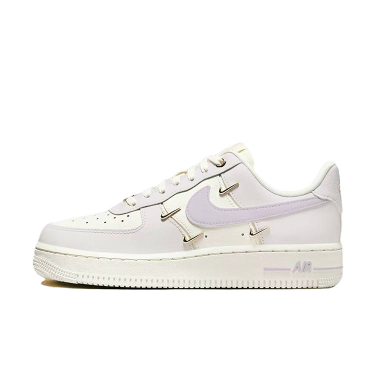 Nike Nike Air Force 1 Slip Resistant Cushioning Low top Skateboard Shoes Women's White Purple