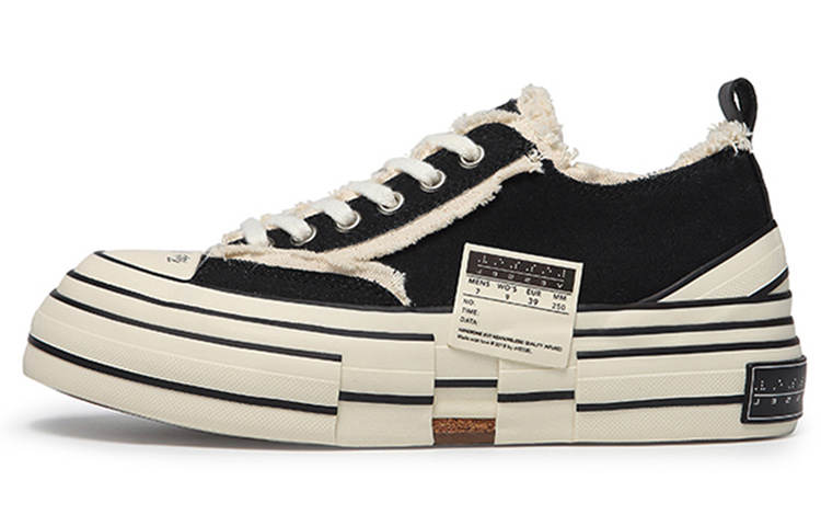 XVESSEL Black Classic 2.0 Upgraded Hidden Wedge 5cm Low top Canvas Shoes Unisex