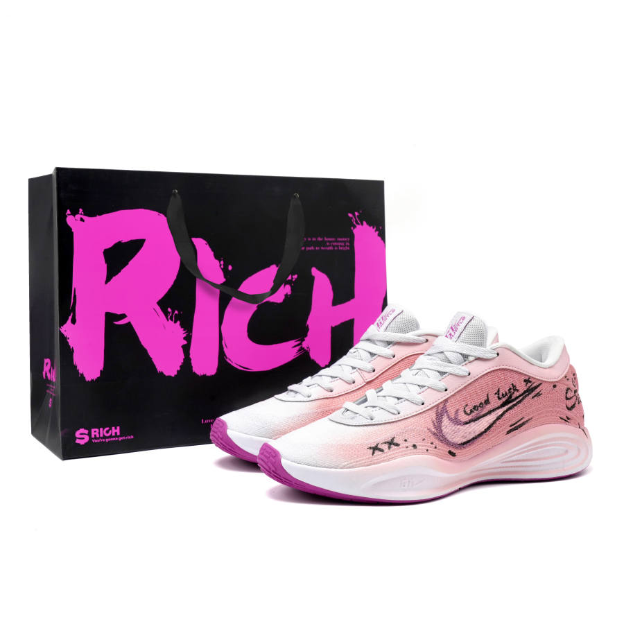 Nike Nike GT Hustle Academy Green Purple Holiday Cushioning Low top Basketball Shoes Men's Black Pink