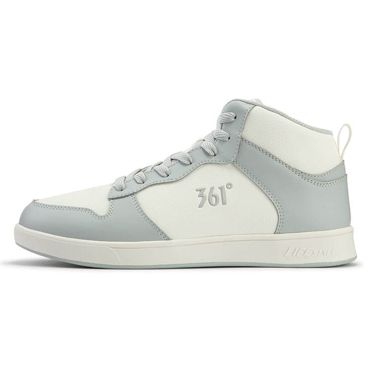 361° Air Force 1 Slip Resistant Abrasion Resistant Mid top Skateboard Shoes Men's White Gray