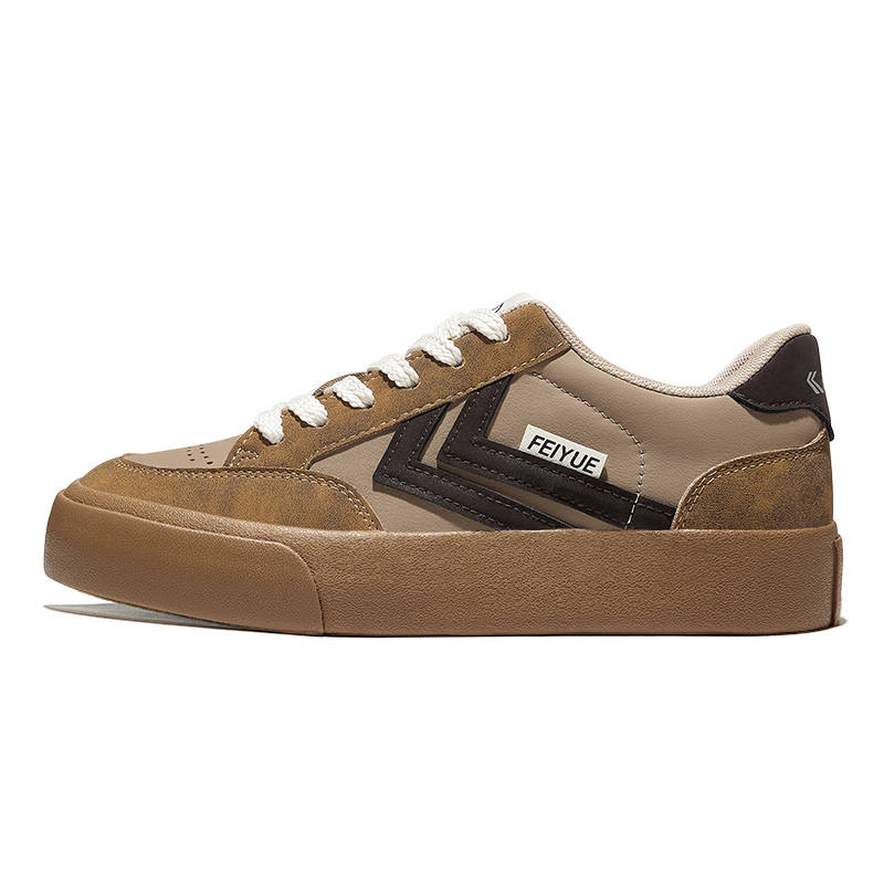 FEIYUE Retro Sports Slip-Resistant Abrasion-Resistant Low-top Skateboard Shoes Unisex Dark Brown