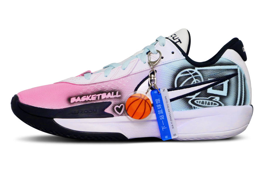 Nike Nike Air Zoom G.T. Cut Academy Cushioning Abrasion Resistant Breathable Low top Basketball Shoes Men's Pink Blue