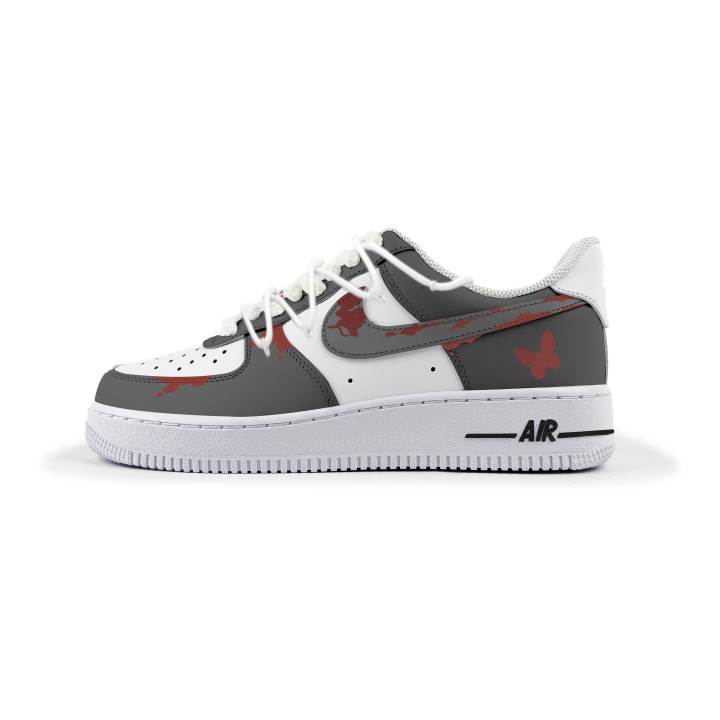 Nike Nike Air Force 1 Abrasion Resistant Abrasion Resistant Low top Skateboard Shoes Unisex Gray White Red