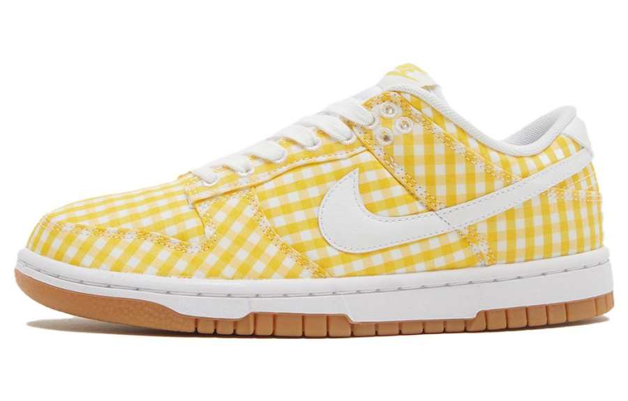 Nike Nike Dunk Low 'Yellow Gingham' Abrasion Resistant Breathable Low top Skateboard Shoes Men's Yellow White