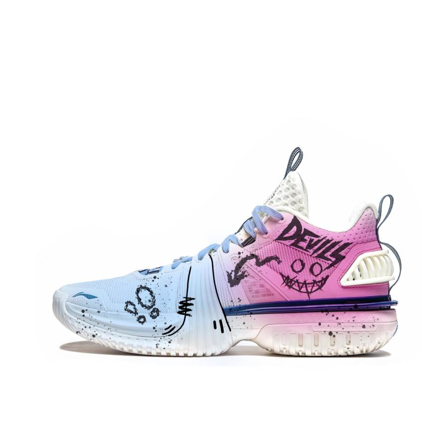 Li-Ning Li Ning Storm 2024 Cushioning Abrasion Resistant Breathable Low top Basketball Shoes Men's Blue Pink