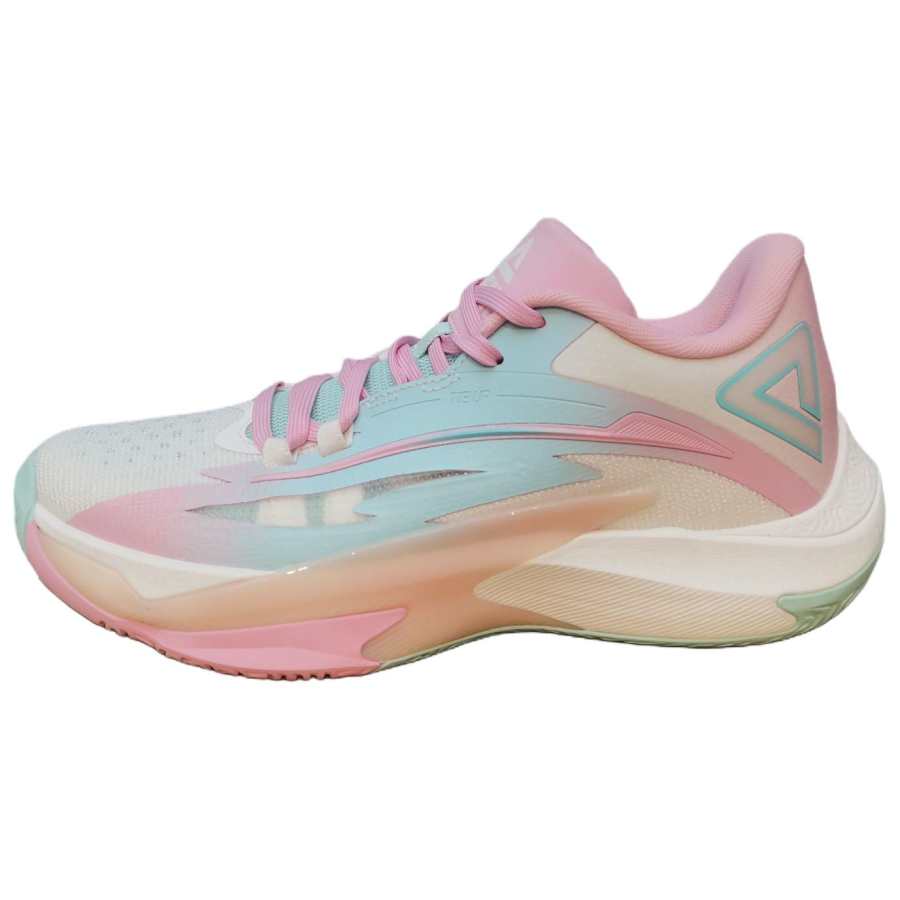 PEAK Cushioning Breathable Low top Basketball Shoes Men's White Pink Green