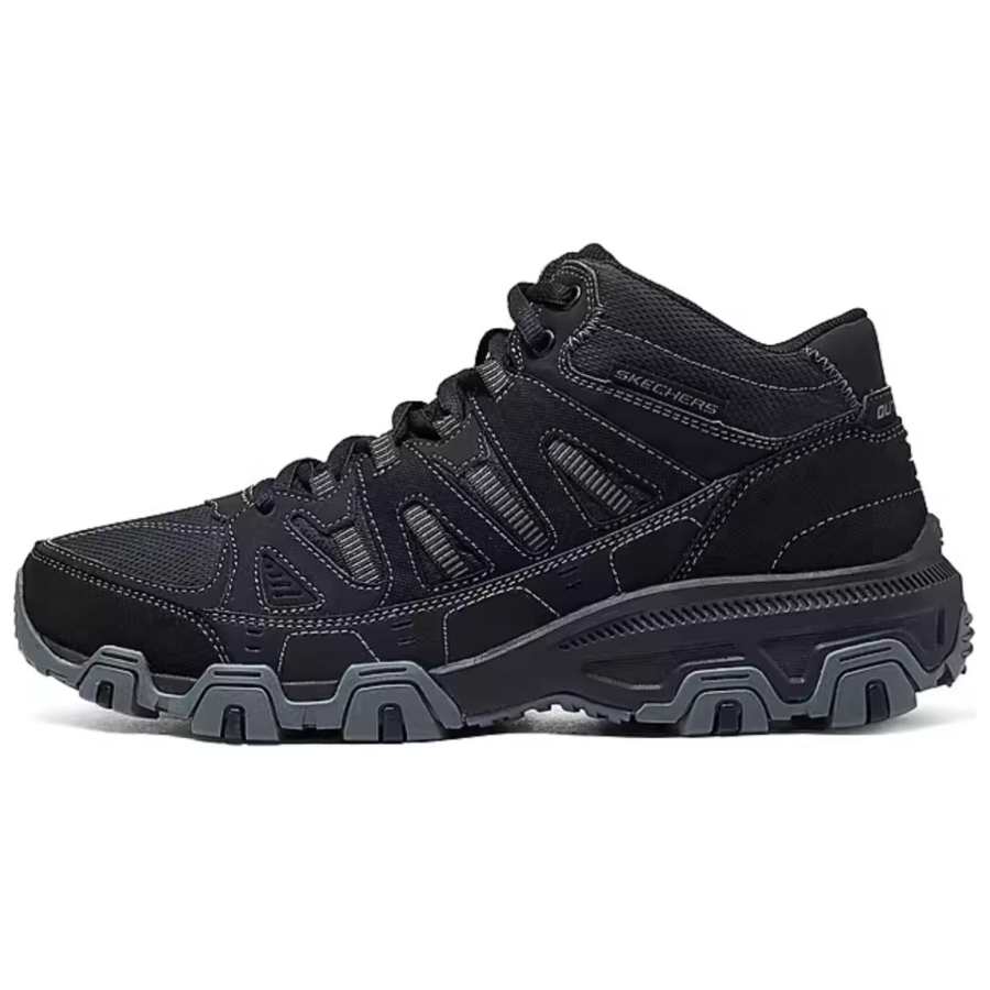 Skechers OUTDOOR MENS Comfortable And Breathable Support Rebound Mid top Mountaineering Shoes Men's Black Gray