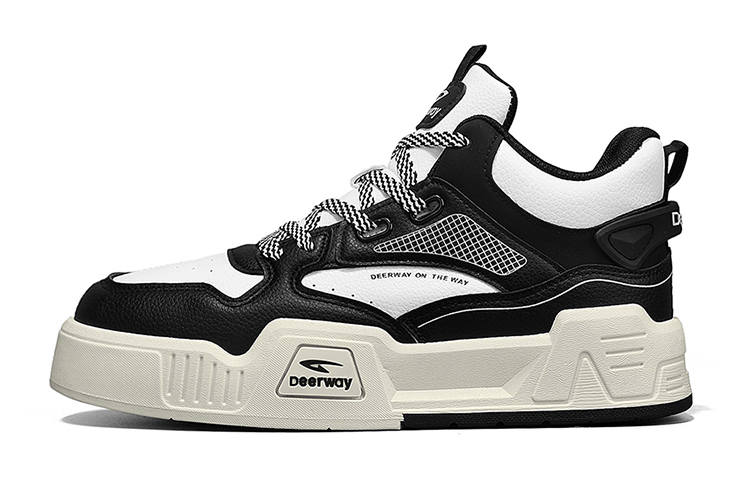 DEERWAY High top Skateboard Shoes Men's White Black