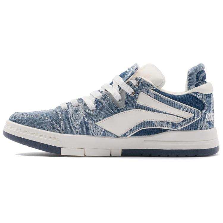 Li-Ning 1807 x Li Ning Wave PRO Slip Resistant, Abrasion Resistant, Lightweight Low top Skateboard Shoes Men's Denim Blue
