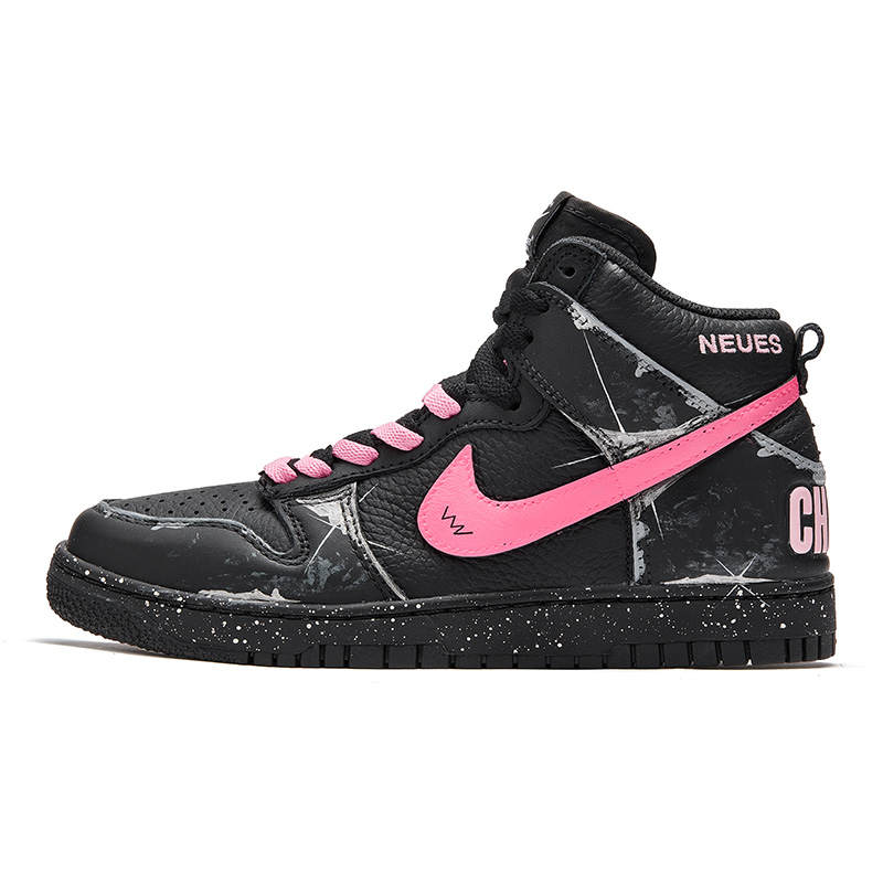 Nike Nike Dunk High ADCDAVINCI Custom Slip Resistant Slip Resistant High top Skateboard Shoes Unisex Black Pink