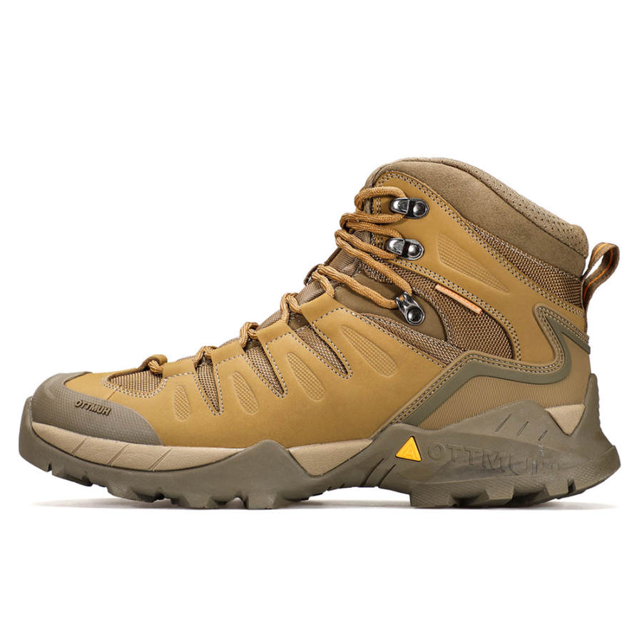 HUMTTO Fabric Cushioning Abrasion Resistant Height Increasing High top Mountaineering Shoes Men's Brown