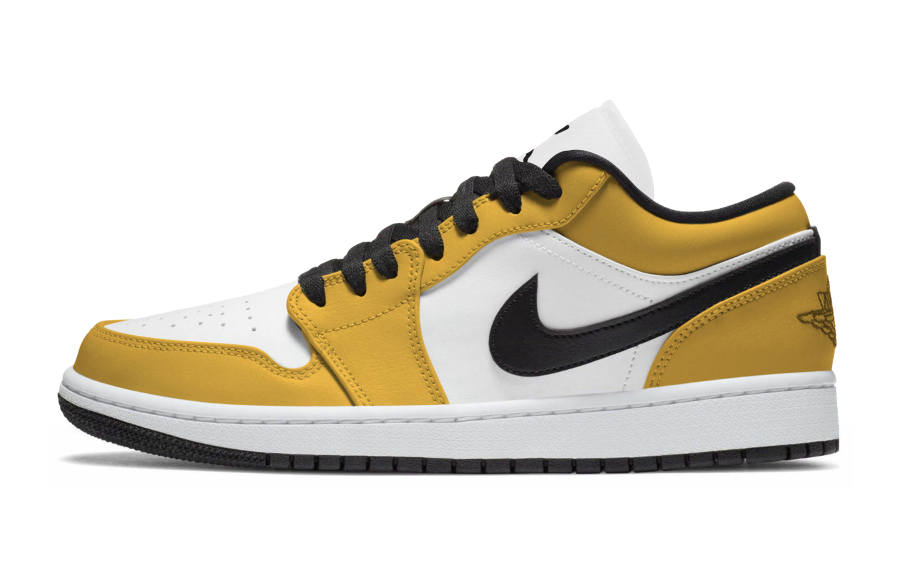 Jordan Jordan Air Jordan 1 Slip Resistant Abrasion Resistant Low top Skateboard Shoes Unisex White Yellow Black