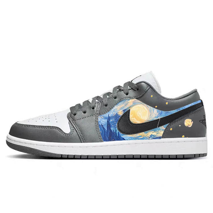 Jordan Jordan Air Jordan 1 Aqua, Starry Sky Oil Paintings Slip Resistant Abrasion Resistant Slip Resistant Abrasion Resistant