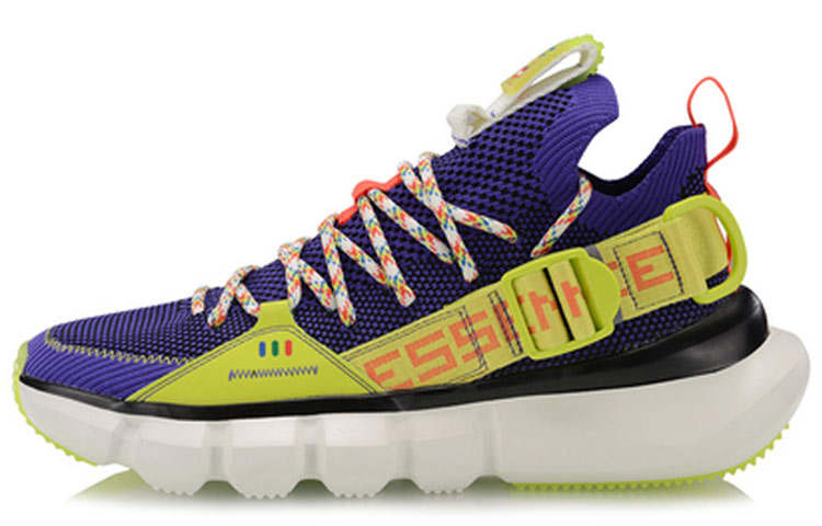 Li-Ning Li Ning Enlightenment Lace Up PRM Abrasion Resistant Breathable Low top Vintage Basketball Shoes Blue Yellow