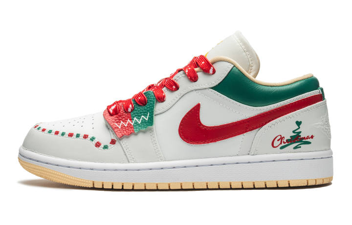 Jordan Jordan Air Jordan 1 Low Christmas Limited, Candy, Christmas Trees, Graffiti, Mismatched Shoelace, Texture Low top