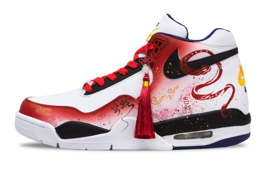 Nike Nike Flight Legacy Slip Resistant Abrasion Resistant Mid top Vintage Basketball Shoes Men's White Black Red