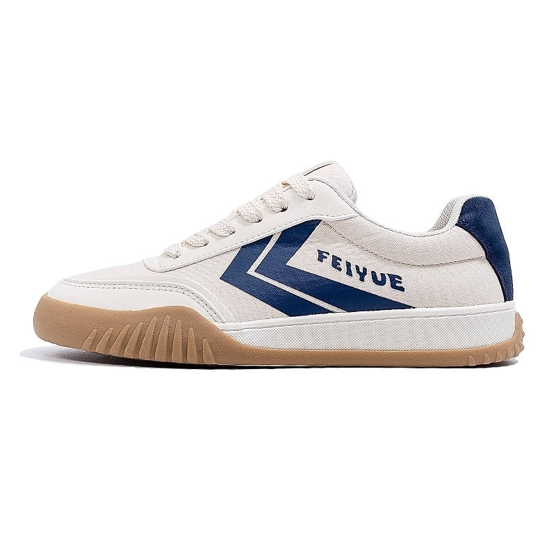 FEIYUE Wear-resistant And Lightweight Low-top Skateboard Shoes Unisex Beige Dark Blue