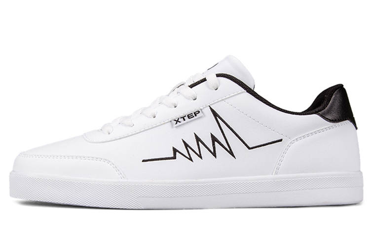 XTEP Synthetic Leather Slip Resistant, Abrasion Resistant, Lightweight Low top Skateboard Shoes Men's White Black