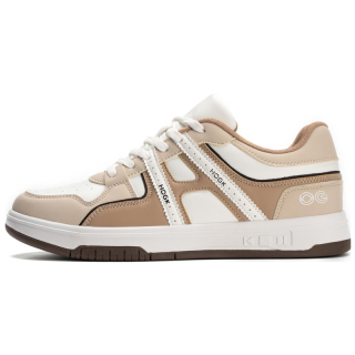 HOGK Microfiber Leather Slip Resistant, Abrasion Resistant, Lightweight Low top Skateboard Shoes Unisex Khaki Brown