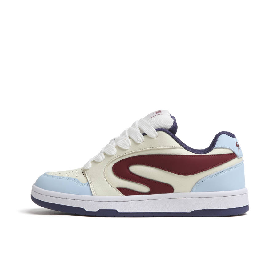 SINPERCO Slip Resistant Abrasion Resistant Low top Skateboard Shoes Women's Cream Blue