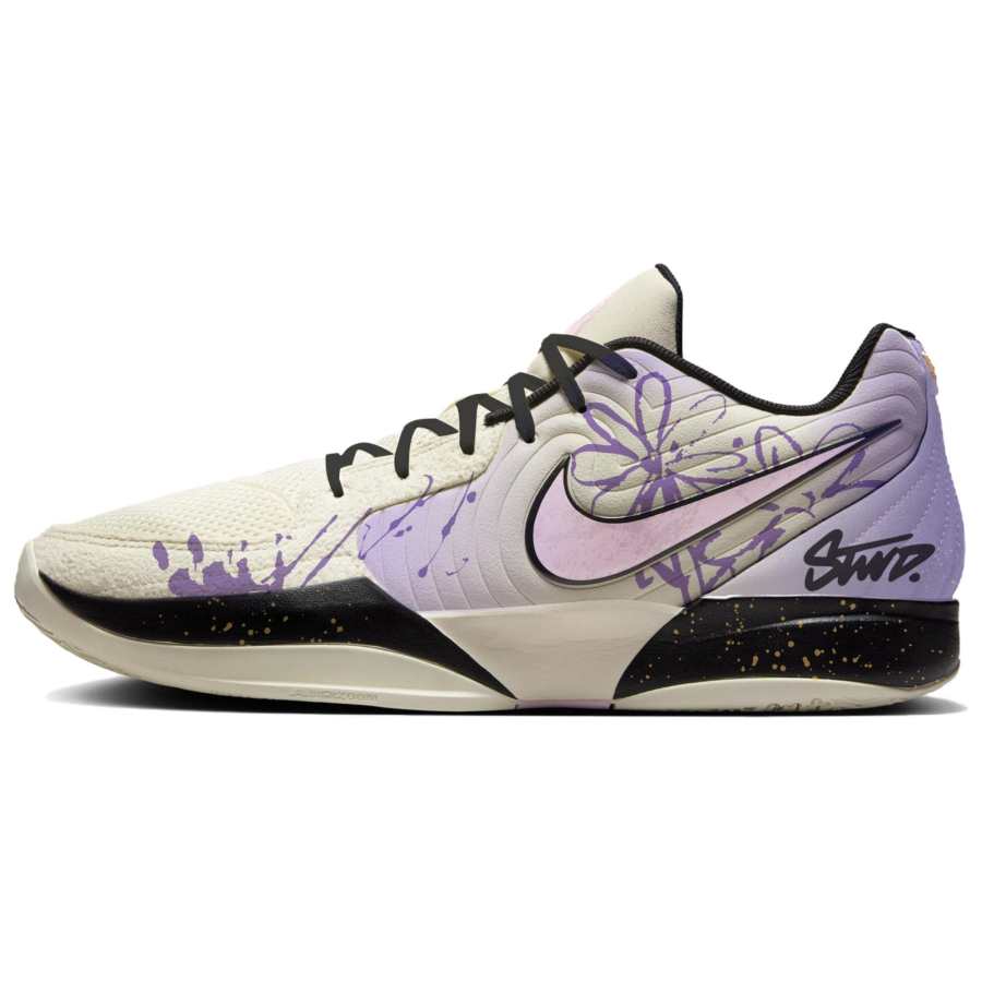Nike Nike Ja Morant 2 Floral Cushioning, Wear Resistant Low top Basketball Shoes Men's Purple Gold