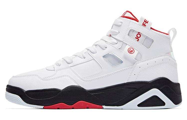 QIAODAN Light Macro Slip Resistant, Abrasion Resistant, Breathable High top Skateboard Shoes Men's White Black Red