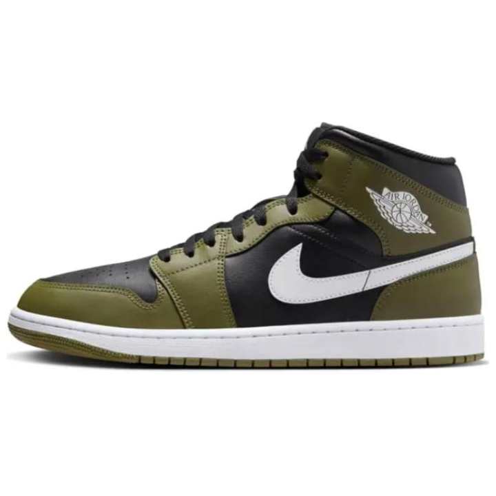 Jordan Jordan 1 Mid Black White Olive