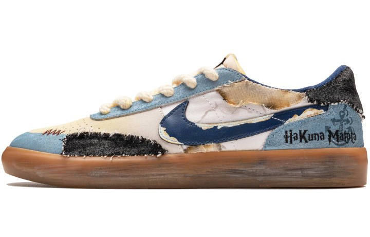Nike Nike Heritage Canvas Slip Resistant Abrasion Resistant Low top Skateboard Shoes Unisex Beige Blue Black