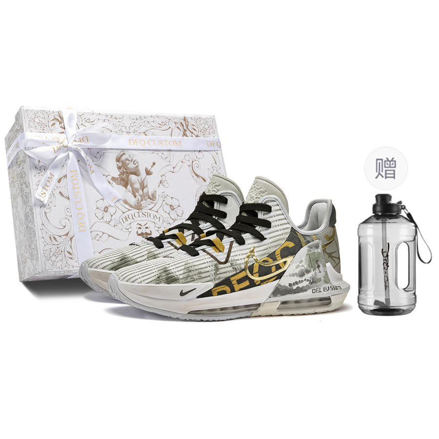 Nike Nike Witness 6 Da Vinci Custom Box, Legend Slip Resistant Slip Resistant Mid top Basketball Shoes Men's Gray Gold